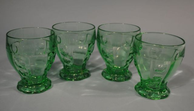 4 Heisey Moongleam "Old Sandwich" 10oz Tumblers