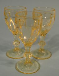 3 Heisey Sahara "Old Sandwich" Wine Stems