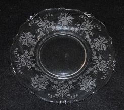 8 Heisey Crystal "Orchid" Dessert Plates, Waverly