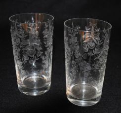 Pair Heisey Crystal "Orchid" Soda/Iced Tea Tumblers