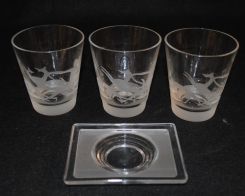 3 Heisey Crystal "Nimrod" Highball Tumblers, New Era Dish